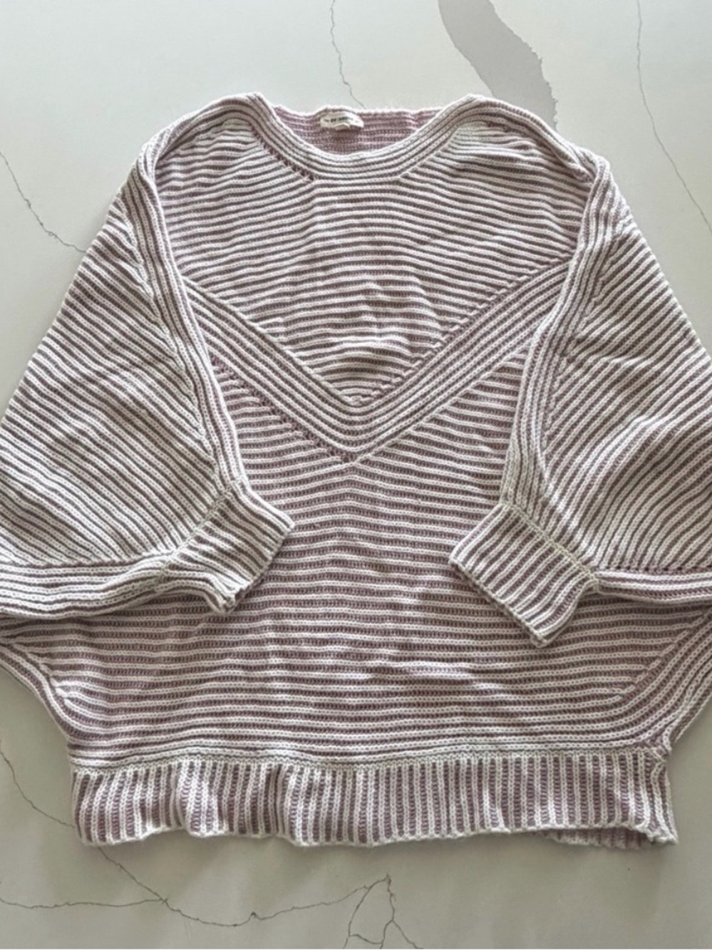 eesome Lavender and Cream Striped Knit Top